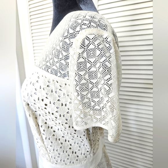 Banana Republic Eyeley Ivory Cream Off White Fit & Flare Lined Summer Dress  10 - Picture 6 of 6